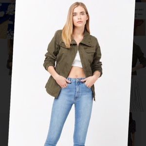 NWT Green Elastic Waist Fitted Utility Jacket